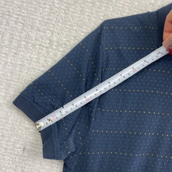 Larsson & Co Stockholm Men’s Polo Shirt Size M Blue / Yellow Polka Dot Collared - Picture 12 of 16